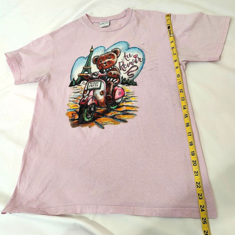 ♡ Teddy Fresh ♡ Au Revoir Pink T-Shirt Top *fair condition* - Picture 5 of 8